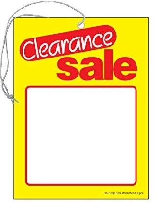 TYD210 Price Tag with string CLEARANCE SALE has a hole and elastic String