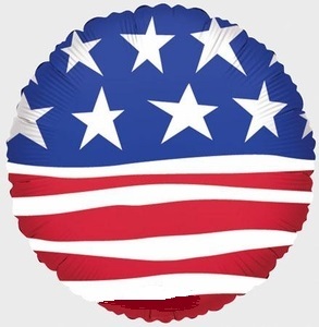 Patriotic USA Flag Design Mylar Balloons 18 inch Round 5 pack