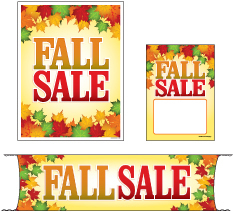 Promotional Sign Large Kit 4pcs Fall Sale leafs