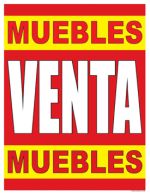 Muebles Venta Muebles SPANISH FURNITURE SALE Window Poster Sign 25x33