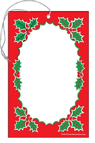 TYC480 Christmas Holiday Blank Border Tags with hole and elastic string