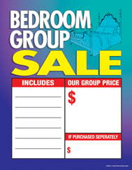 Large Price Card 8 1/2in x 11in Bedroom Group Sale...