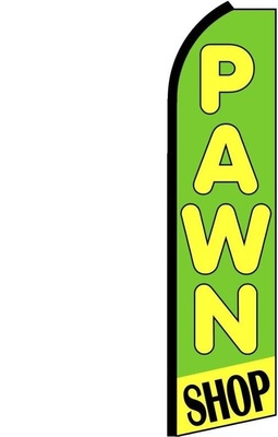 Feather Banner Flag 16' Kit Pawn Shop green yellow