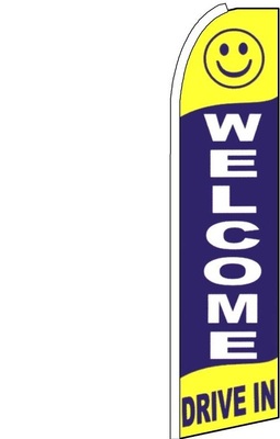 Feather Banner Flags 16' Kit Welcome Drive In blue yellow