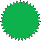 Fluorescent Labels Blank Burst 1 5/8in Green Burst 380 per roll