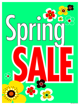 Seasonal Retail Sign Poster Spring Sale 5 flowers