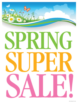 Retail Sign Poster 25in x 33in Spring Super Sale pansies