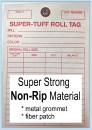 TTUFF1 Super Tuff Roll tags for Tracking Carpet Inventory 5 inch x 7 inch