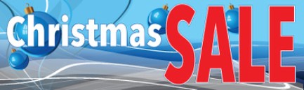 Retail Sale Banners 3' x 8' Christmas Sale blue bulbs