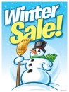 Window Poster 25in x 33in Winter Sale snowman