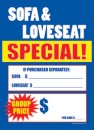 Slotted Sale Tags 5in x 7in Sofa & Loveseat Special!