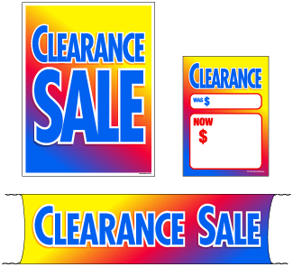 Retail Promotional Sign Mini Small and Large Kits 4 piece Clearance Sale multi color
