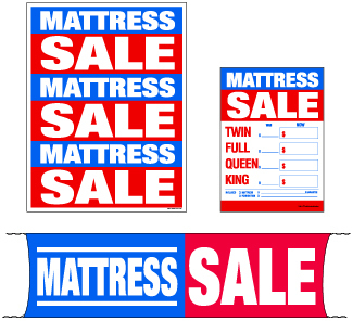 Retail Promotional Sign Mini Small and Large Kits 4 piece Mattress Sale