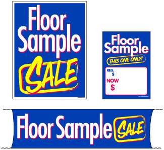 Retail Promotional Sign Mini Small and Large Kits 4 piece Floor Sample Sale blue