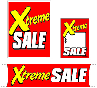 Retail Promotional Sign Mini Small and Large Kits 4 piece Xtreme Sale