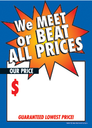 Slotted Sale Tags 5in x 7in We Meet or Beat all Prices