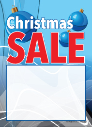 Holiday Sale Tags 5in x 7in Christmas Sale blue bulbs