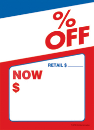 Slotted Sale Tags 5in x 7in % Off Retail $ Now $