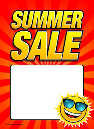 Seasonal Slotted Sale Tags 5in x 7in Summer Sale Sun