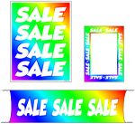 Retail Promotional Sign Mini Small and Large Kits 4 piece Sale rainbow