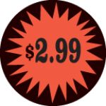 Fluorescent Labels $2.99 1 1/2in Red Orange 500 per roll