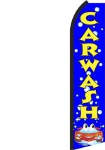 Feather Banner Flag 11.5' Car Wash blue car