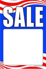 T50STP Sale Sign Tags Patiotic holiday Sale 5"x7" Slotted and punched