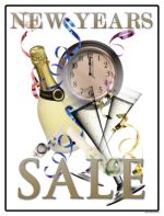 Seasonal Sale Signs Posters New Years Sale clock