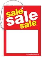 TYD215 Sales Price Tag Sign SALE with hole and elastic String