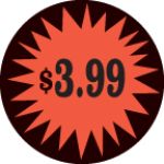 Fluorescent Labels $3.99 1 1/2in Red Orange 500 per roll