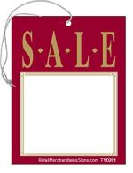 TYD601 Sales Price Tag Sign SALE with hole and elastic String