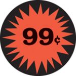 Fluorescent Labels $.99 1 1/2in Red Orange 500 per roll