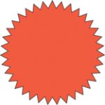 Fluorescent Labels Blank Burst 1 5/8in Red Orange 380 per roll