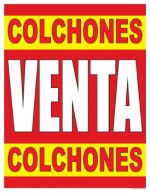 Colchones Venta Colchones SPANISH MATTRESS SALE Window Poster Sign 38x50