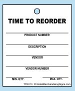 TTR213 TIME TO REORDER Inventory tracking tag card