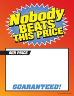 Large Price Card 8 1/2in x 11in Nobody Beats Price!