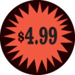 Fluorescent Labels $4.99 1 1/2in Red Orange 500 per roll